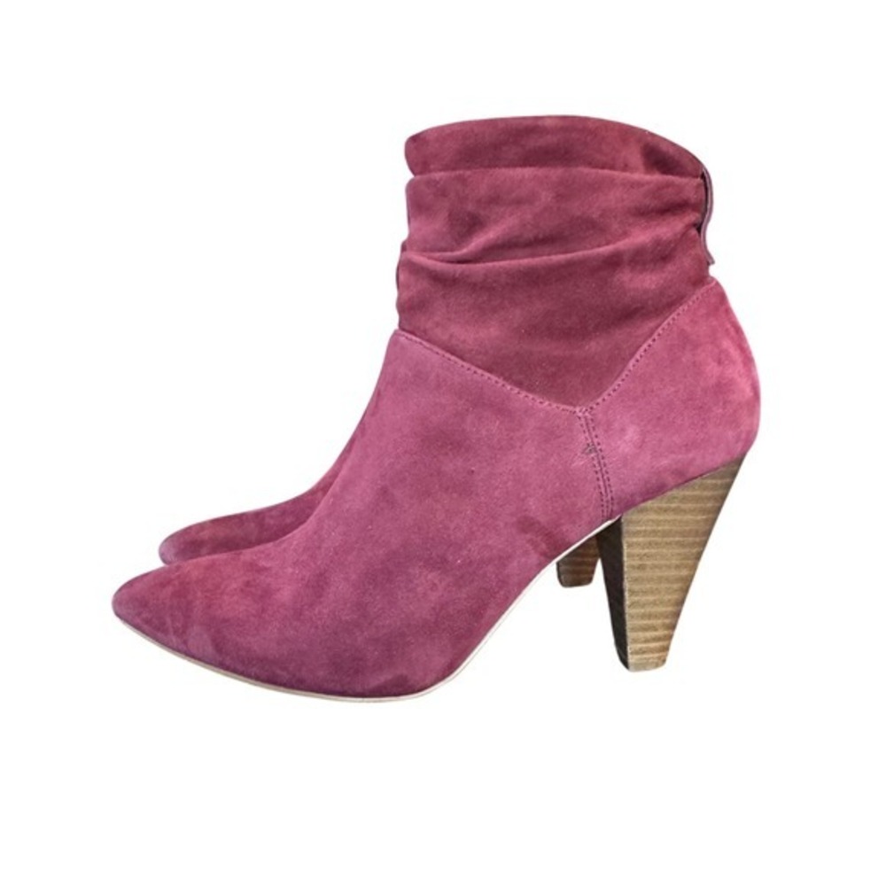 Y2k Maroon Whimsigoth Suede Booties Size 6 Boho Leather Ankle Boots Romantic